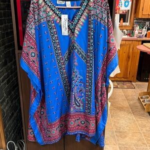Sante Bright Blue & Pink Paisley Kaftan